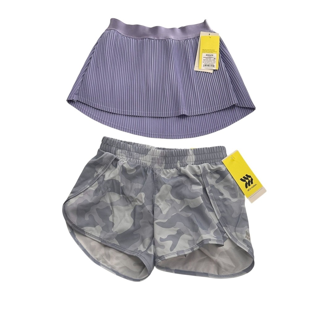 All‎ In Motion Girls XS(4/5) Woven Skort & Run Short Set Quick Dry UV Protection